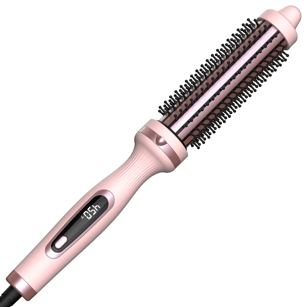 

SMET Portable Thermal Ionic Curling Iron Brush LCD Display 2 in 1 Hair Straightener and Curler Electric Brush for Women