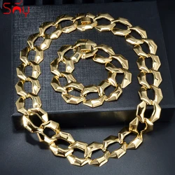 Punk Luxury Dubai Necklace Bracelet Jewelry Set for Women 18k Gold Plated Copper Jewelry Wedding Anniversary Jewelry Set Gift
