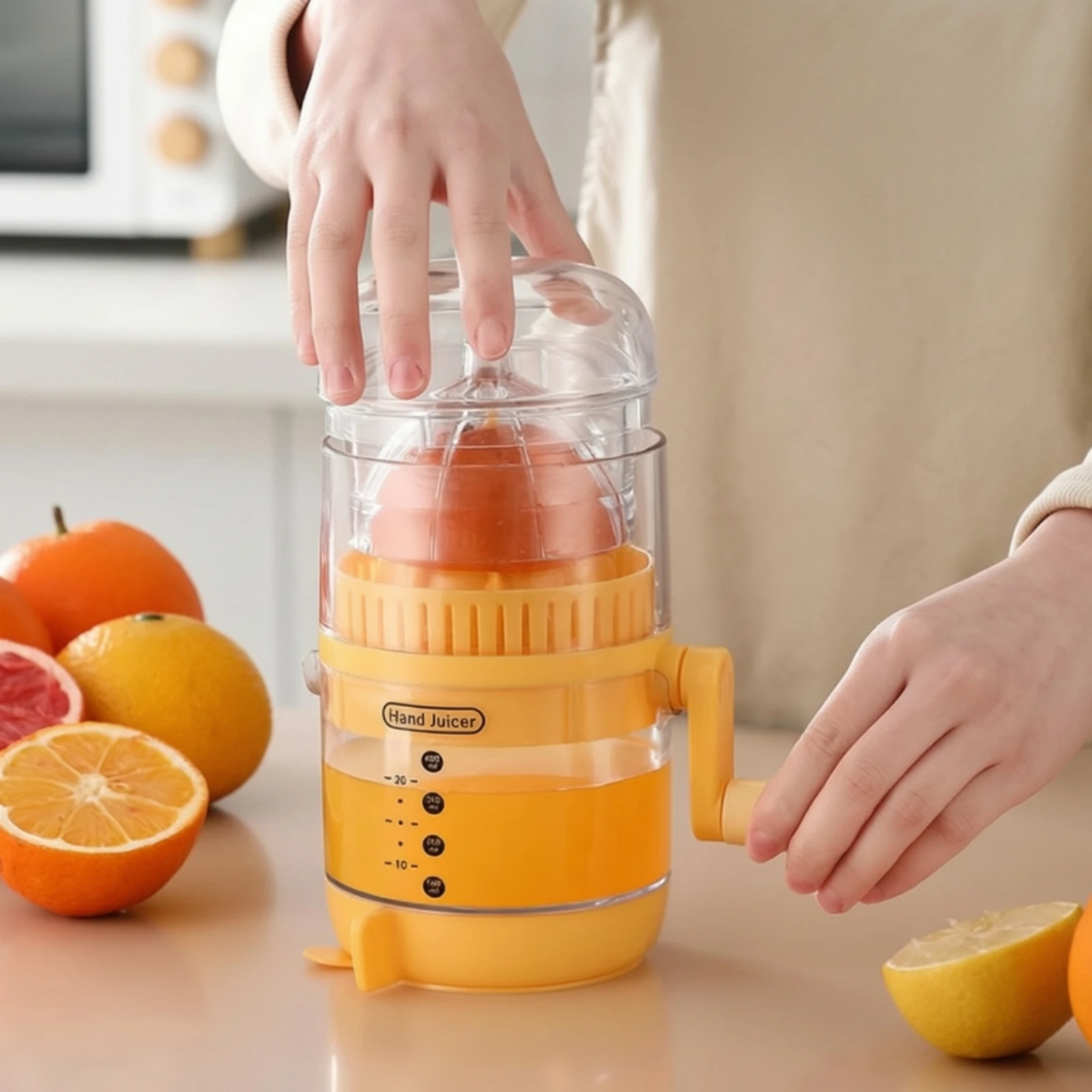 Manual Juicer with Dust Cover Compact Hand-Crank Juicer Portable for Kitchen, Home