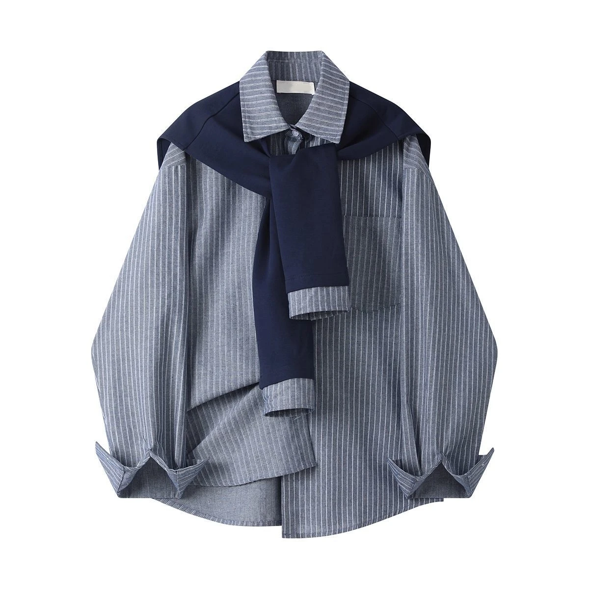 

Loose Fit Long Sve Men's irt Two-Piece Set oulder Wrap Spring Autumn New Sle Outerwear Casual Korean Sle irt