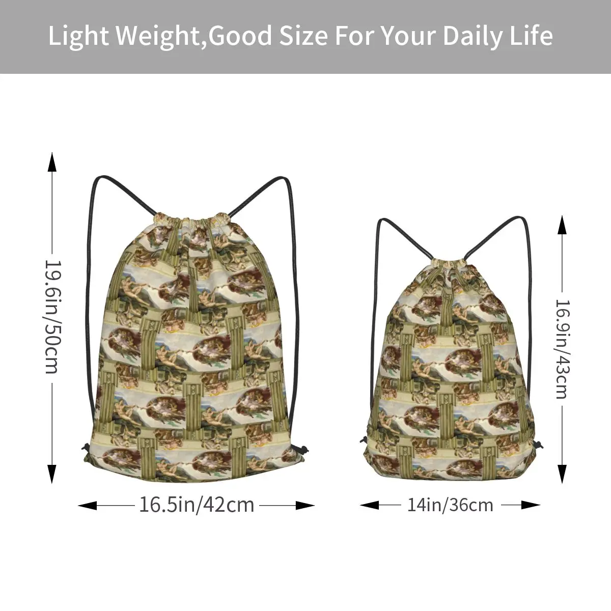 Creation Of Adam Michelangelo Backpacks Multi-function Drawstring Bundle Pocket Sundries Bag Book Bags for Man Woman School