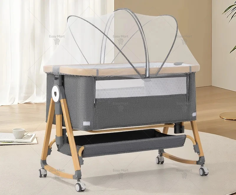 Foldable Adjustable Cradle Bed for Newborns,Portable and Multi-functional Baby Bed,Height-adjustable Baby Crib for Easy Sleeping