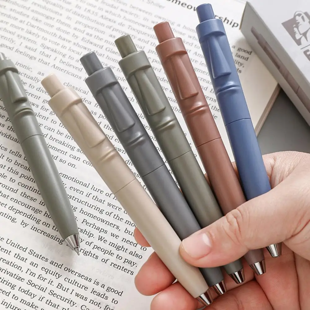 5Pcs Gel Pens Moai Style Smooth Roller Ink Writing Pens 0.5mm Rough Line Writing Pens Comfortable Grip Creative Signature Pen