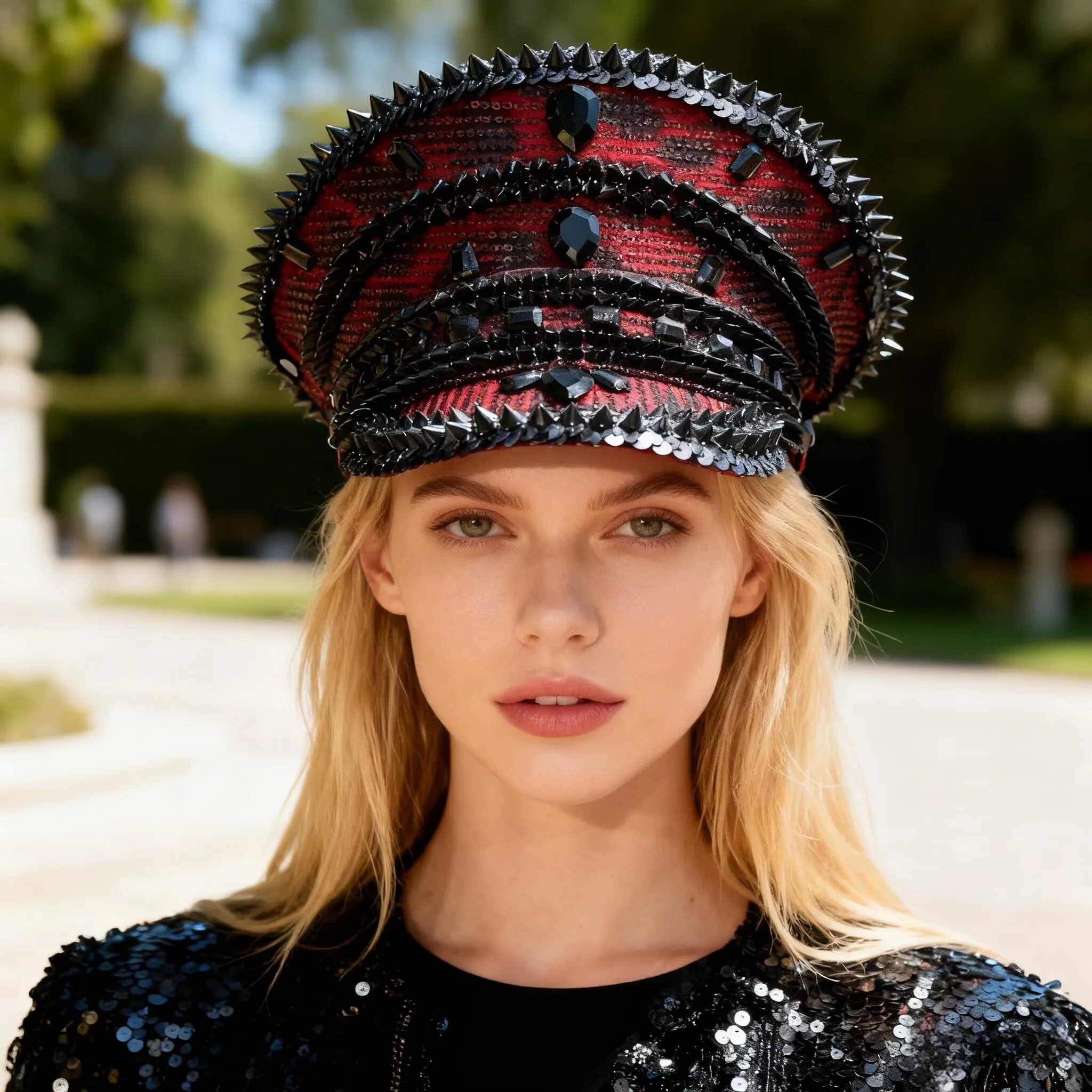 HongLuan Carnival Disco Steampunk Captain Hat Rhinestone for Music Festival Woman, Rave Festivals Accessories ＆ Party Caps Man