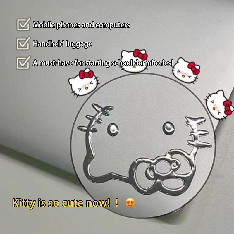 1Pcs Kawaii Sanrio Metal Sticker Waterproof Anime Hello Kitty Kuromi Cinnamoroll Mobile Luggage Computer Patch For Kids Gifts