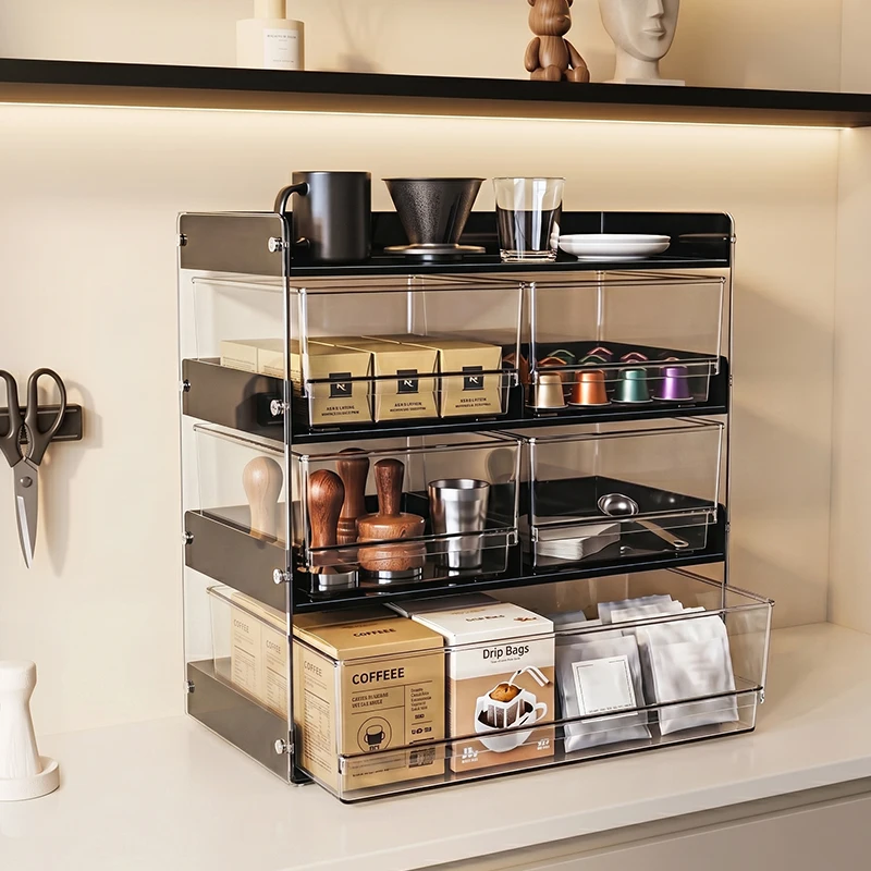 Desktop cup storage rack, capsule coffee tea bag rack, tall appearance cosmetic and skincare product storage rack