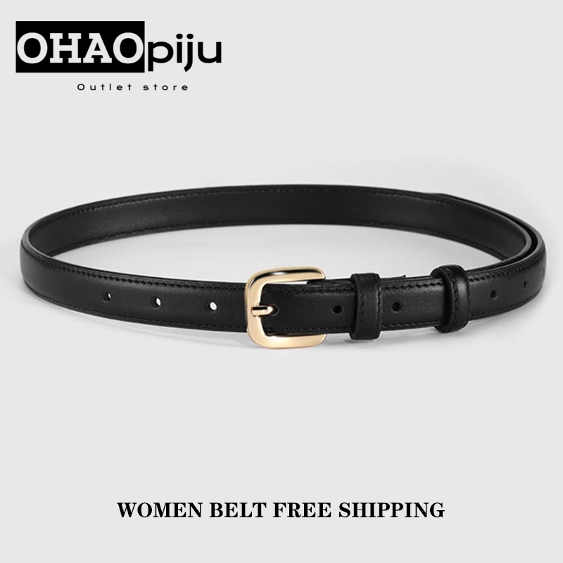 Cinturón de cuero ajustado para mujer, hebilla de Metal de lujo, traje de talla pequeña Simple, pantalones vaqueros informales de negocios,