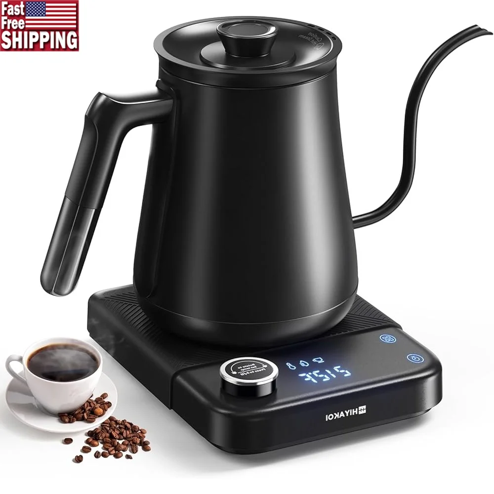 

Gooseneck Electric Kettle with Temperature Control 1200W Quick Heating Precision Brew Timer Keep Warm Boil Dry Protection For