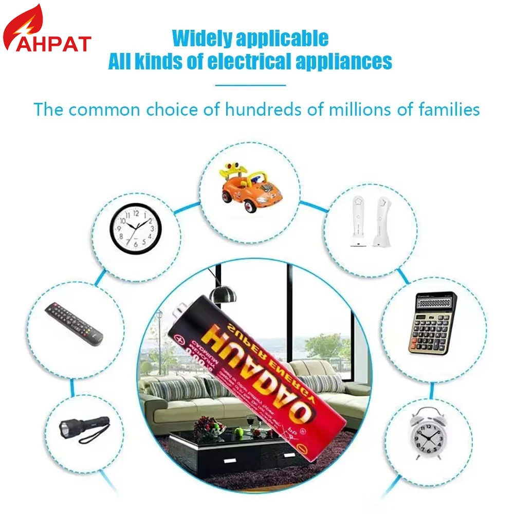 Huadao 1.5V AA AAA Disposable Alkaline Dry Battery for Led Light Toy Mp3 Camera Flash Razor CD Player Wireless Mouse Keyboard