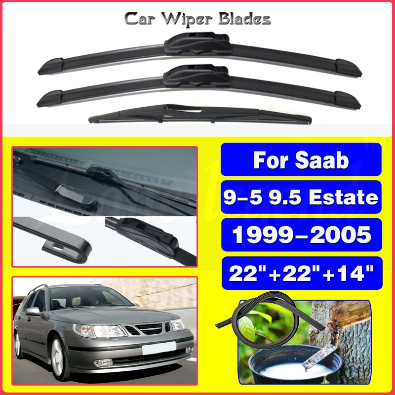 

Car Wiper Blades For Saab 9-5 9.5 Estate 1999 - 2005 Windshield Windscreen Front Rear Window Blades Car Accessories 22"+22"+14"