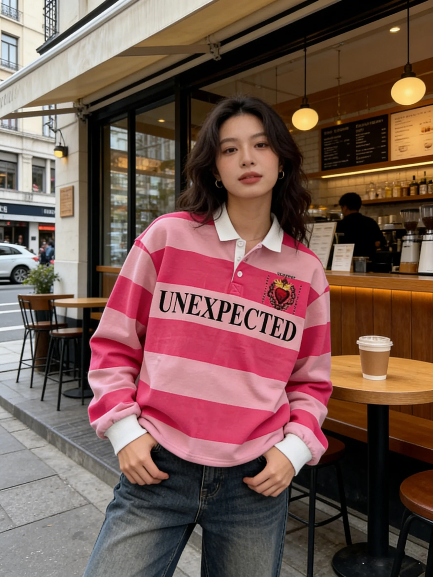 

2026 new contrasting color design embroidered high-end pattern men's and women's street casual polo pullover hoodie