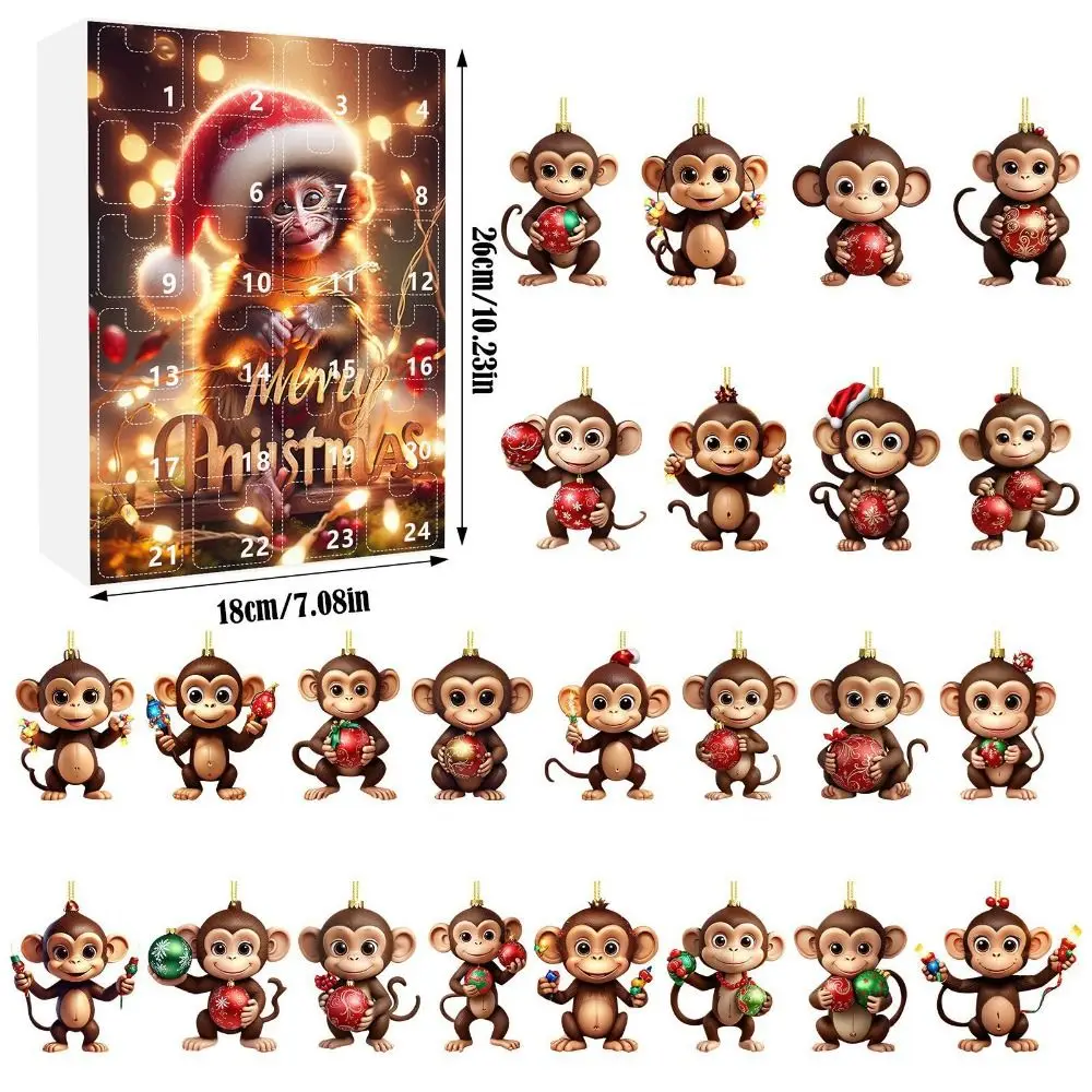 Gift Kerst Adventskalender Kerst Countdown Blinde Doos 2025 Cartoon Aap Mysterie Doos Xmas Kerstdecoratie Speelgoed