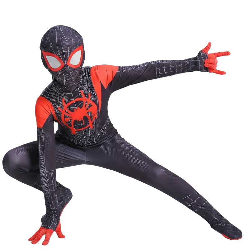 Costume de super-héros Spider Miles Maerem pour garçons et filles, avec masque d'Halloween, personnage de film, tenue de performance pour fête cosplay