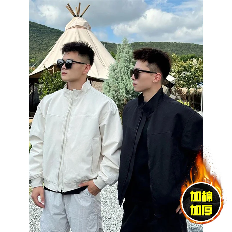 GIOIOMEN ملابس قطنية ، 2025New النمط الأمريكي سميكة القطن الدافئة الوقوف طوق فضفاض عادية الرجال الشتاء سترة معطف #2