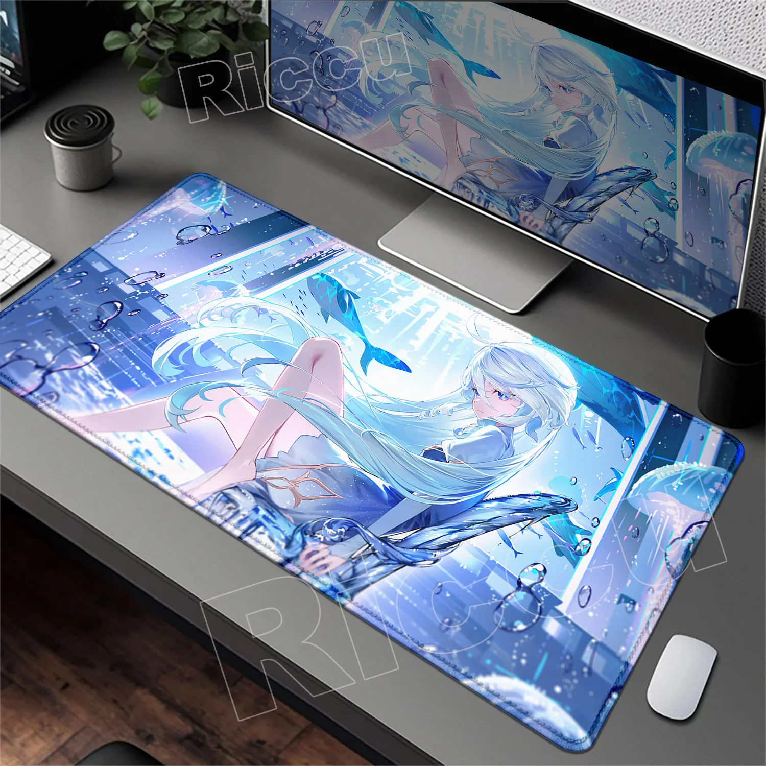 

Genshin Impact Furina Anime Game Mousepad Office PC Kawaii Gaming Accessories Keyboard Mouse Pad Laptop 900x400 Mouse Mat Carpet