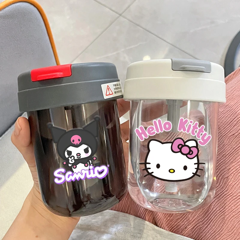 

Hello Kitty Kuromi милая соломенная чашка 300 мл мини портативная уличная бутылка для воды анти-падение пластиковые чашки для молока и кофе инструменты для питья