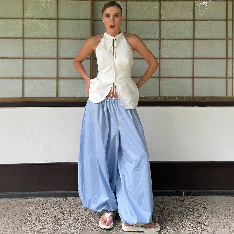 

Ticketsx Autumn Oversized Lantern Pants Women's Casual Loose Breathable Wide Leg Pants Female Fashion Streetwear Pleated Pants