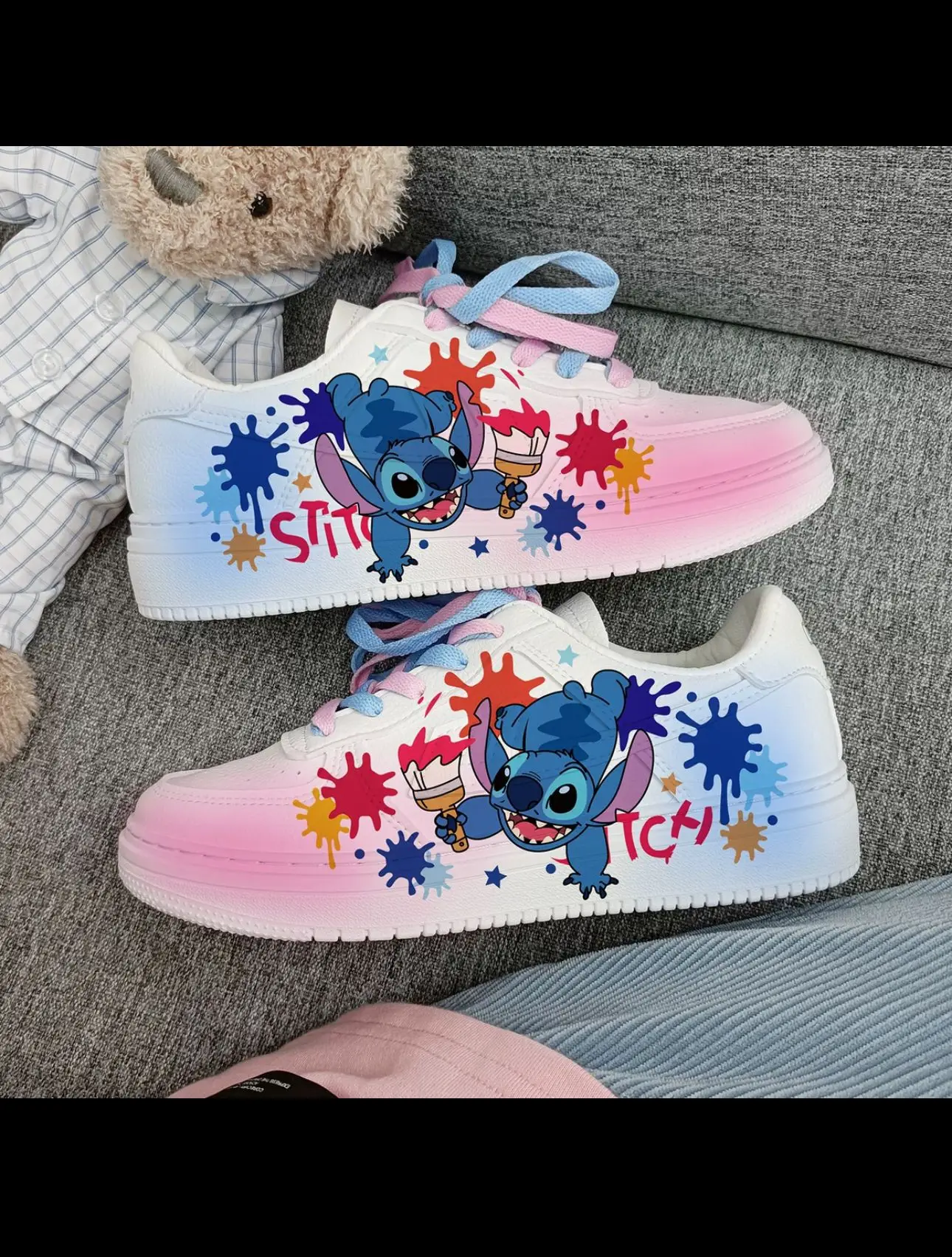 New Disney girls Stitch princess cute Casual shoes non-slip soft bottom Mickey Mouse sports shoes for girl gift