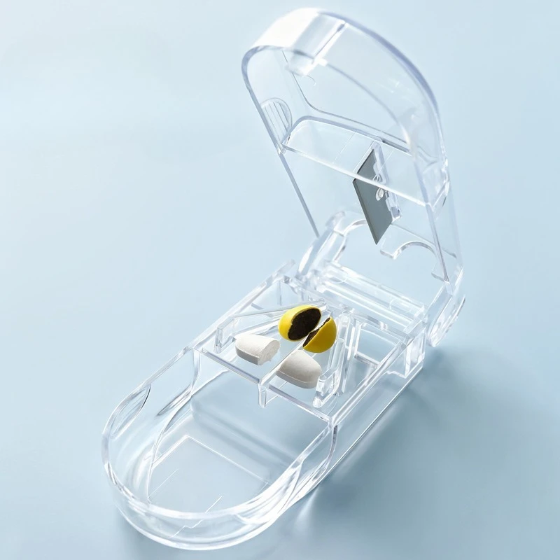 Transparent Plastic Cutting Box, Medicine Breaker Box, Medicine Cutter, Dispenser, Portable