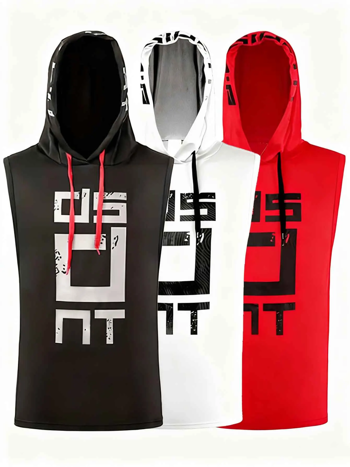 

SKYWEHYD Мужская толстовка без рукавов из 3 комплектов — быстросохнущий жилет из полиэстера для тренировок для спортзала, бега и фитнеса