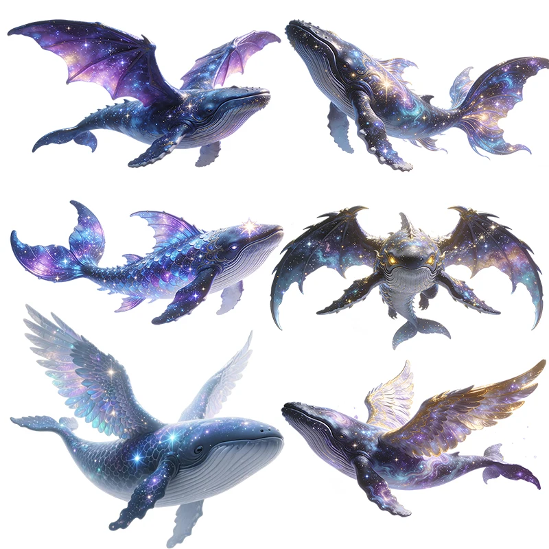 Three Ratels CEE29 Fantasy Starry Sky Whale Art Wall Stickers for Home Decoration Personalized car decal waterproof