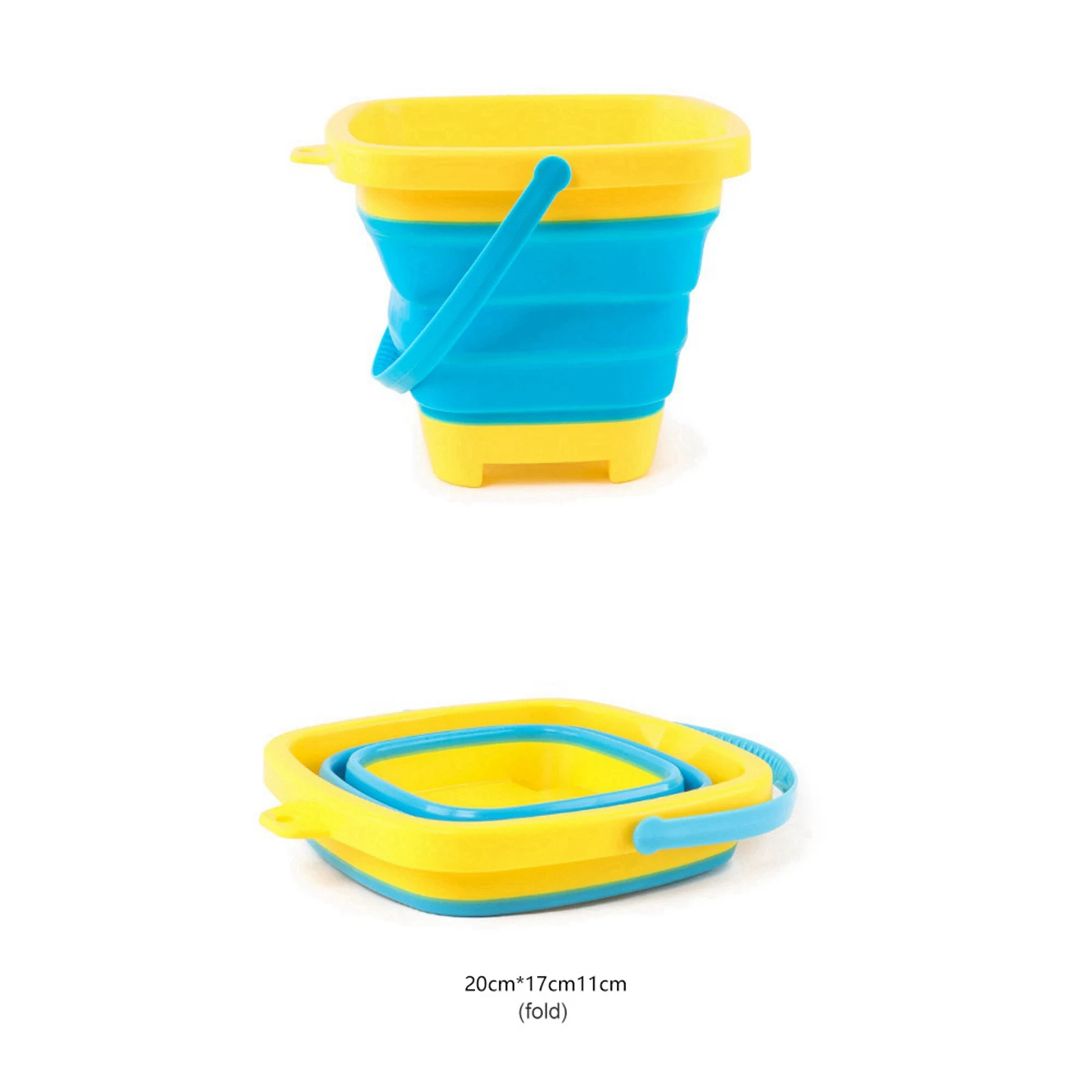 6PCS Foldable Bucket Foldable Pail Bucket Sand Buckets Silicone Collapsible Bucket For Kids Beach Play Camping 2L