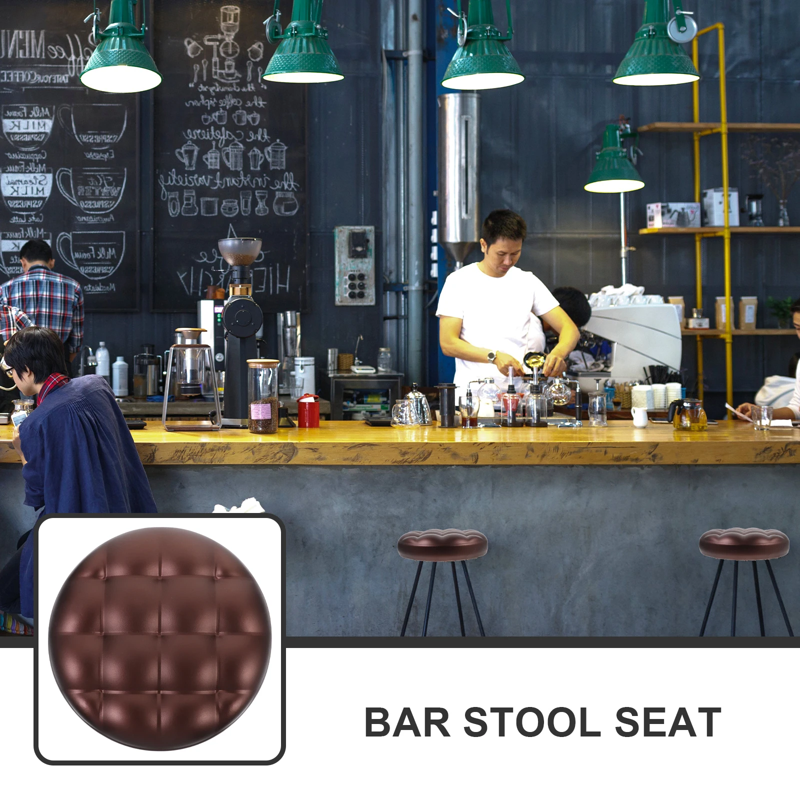 

Bar Chair Round Seat Padded Stool Seating Accessory Pu Part Counter 8x8 Home Repair Foam Wooden Material