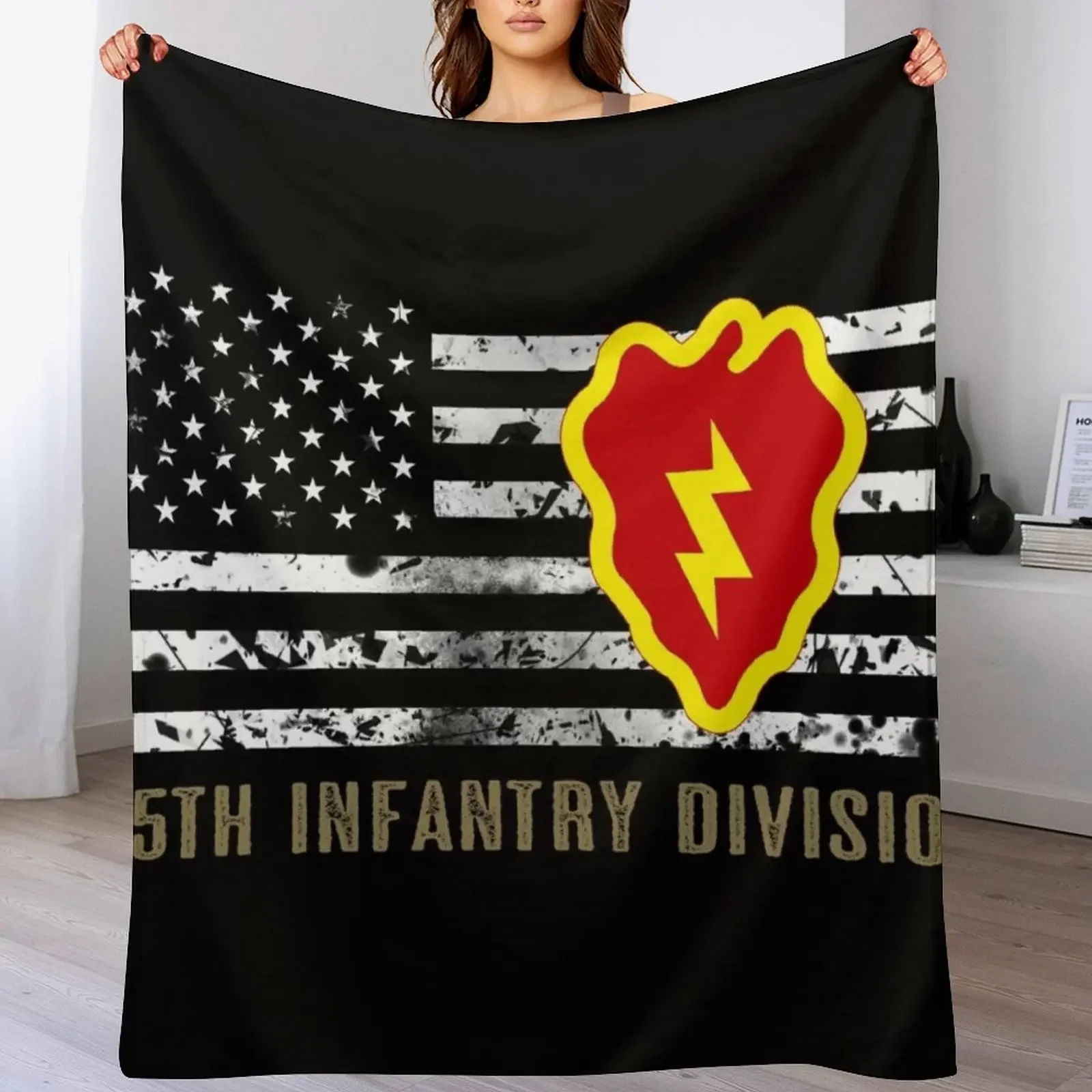 

25th Infantry Division (Distressed Flag) Throw Blanket Stylish Warm Blanket for Living Room Bedroom