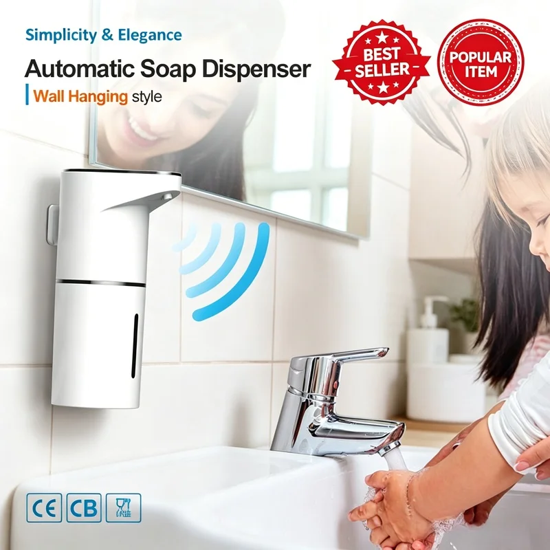 New Bathroom Automatic Sensing Soap Dispenser Type‑C Rechargeable Contactless Electric Frother Multiple‑Levels Wall Mounted Vert
