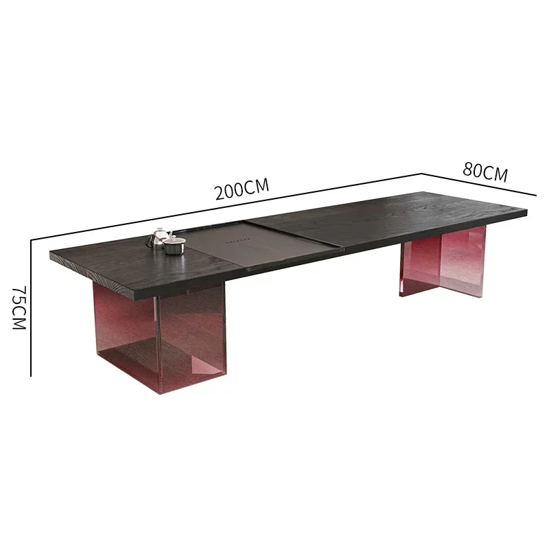 A Black tea table and chair combination with tea tray and kettle integrated hotel lobby office