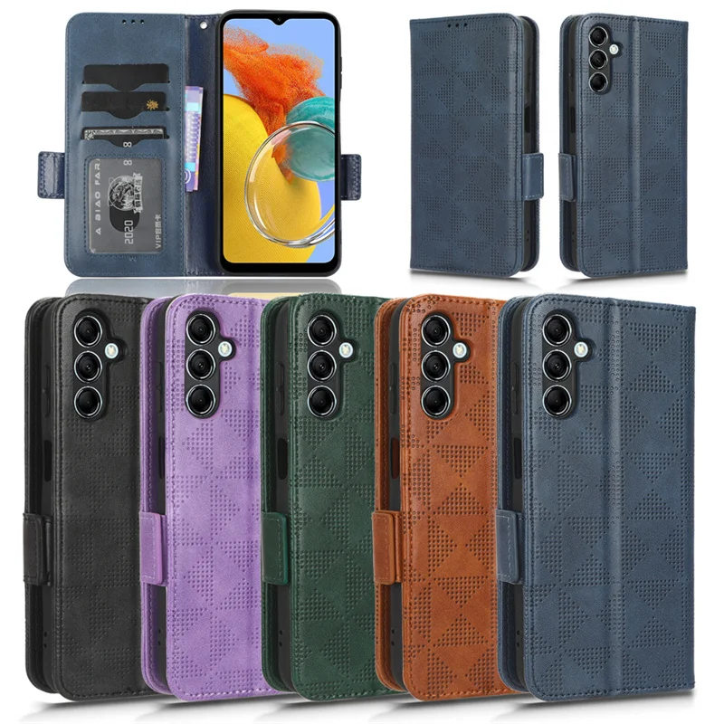 For Samsung Galaxy M54 5G luxury leather symmetrical triangle flip wallet phone case For GalaxyF54 5G stand function card holder