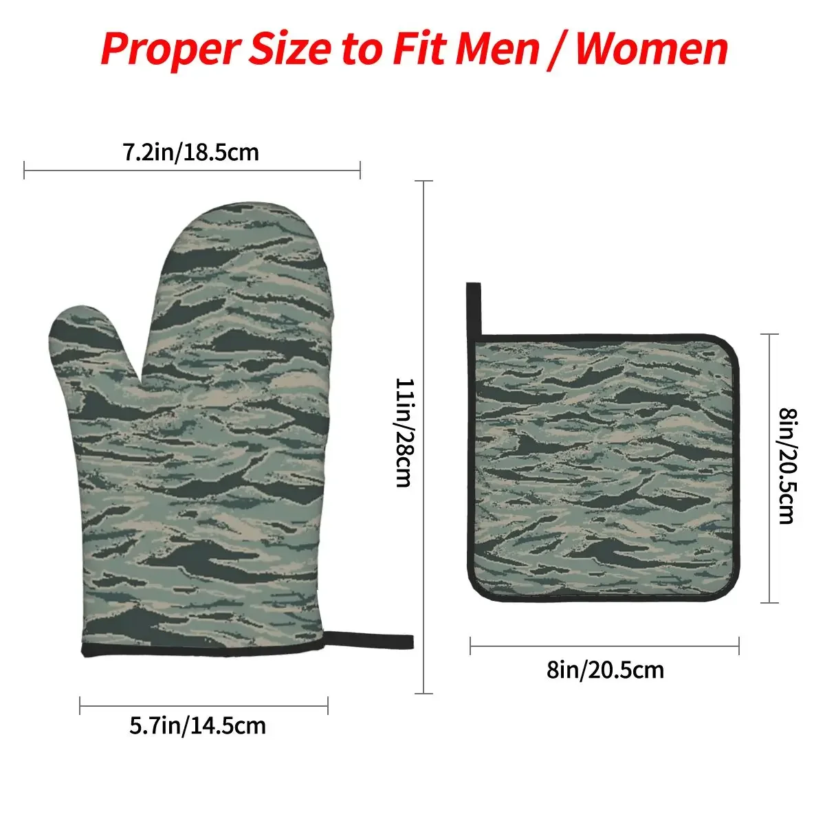 Tiger Stripe Camouflage Military Camo Oven Mitts and Pot Holder Sets of 4 for Baking Kitchen Cooking BBQ Resistant  Gloves