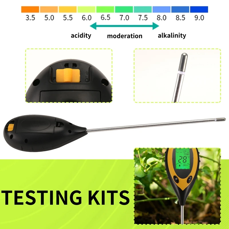 2025 New Soil PH Meter Soil Tester, 4 In 1 Soil Test Kit, PH Moisture Temperature Light Water Tester And Monitor, Testing Kits