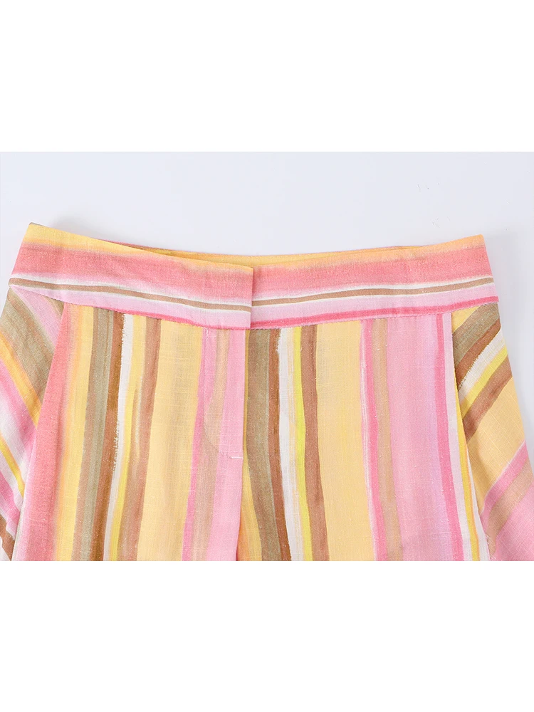 TFMLN New Women Pant Sweet Striped Straight Colorful Multicolor Wide Leg Long Pants Casual Fashion Streetwear Ladies Outfit image 4