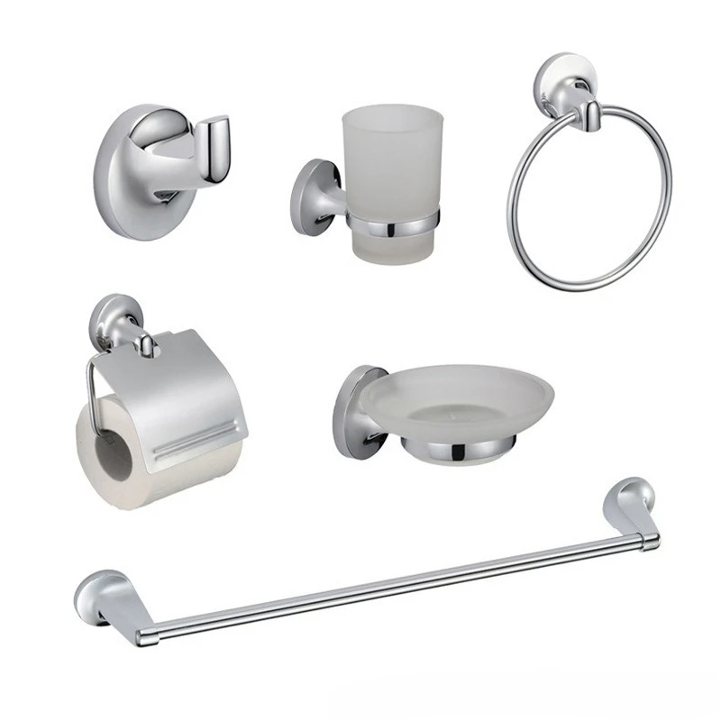 

Bathroom six-metal set accessories Towel rack Bathrobe hook Soap dish rack Towel rack Bathroom supplies