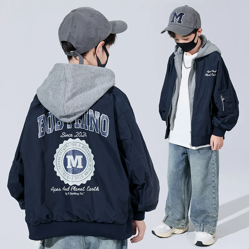 

Baby Boy Denim Jacket Kid Spring Autumn Y2k Baseball Coat Toddler Child Patchwork Outfit Boy Casual Fashion Daily Coat Age 4-14Y