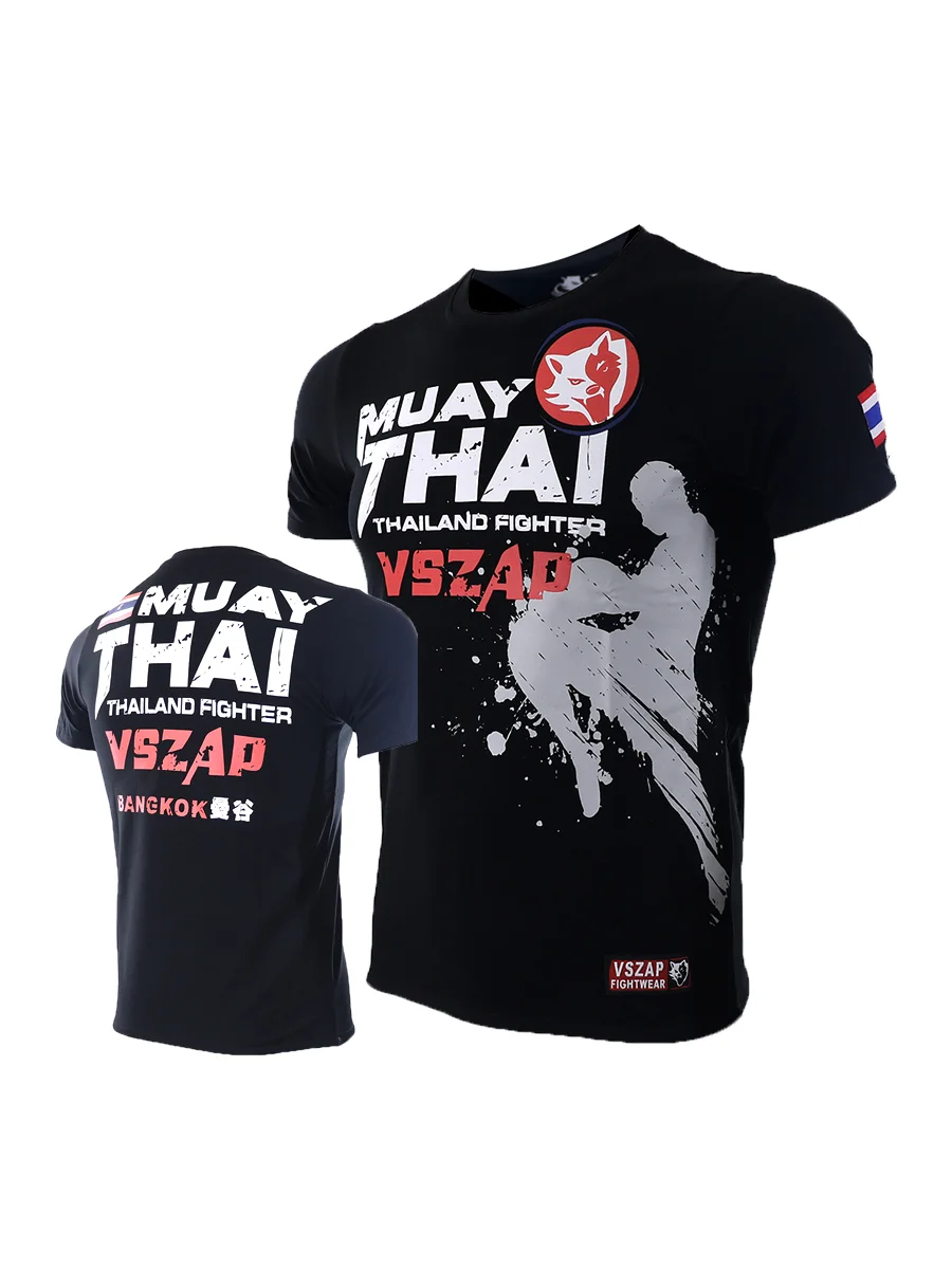 

Vszap Thai Boxing Match Thai Fight Gym Sports T-shirt Fighting men's Jiu-jitsu boxing suit Fitness