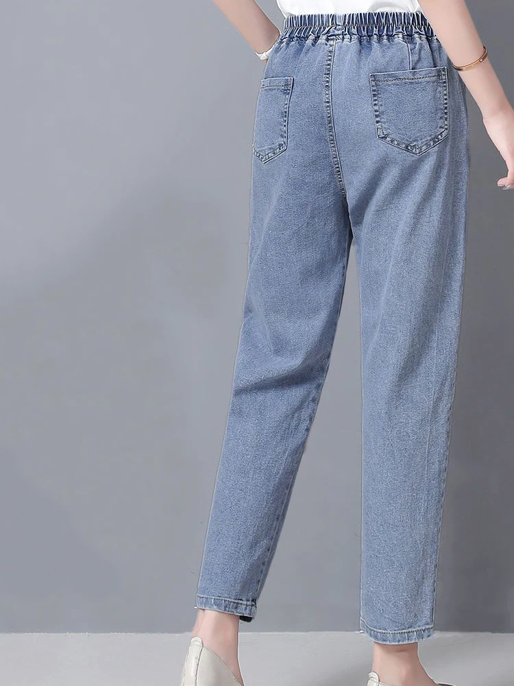 Jean Sarouel Vintage à Longueur de Rinçage pour Femme, Pantalon en Denim, Baggy, Décontracté, Taille Haute, à la Mode, 4XL