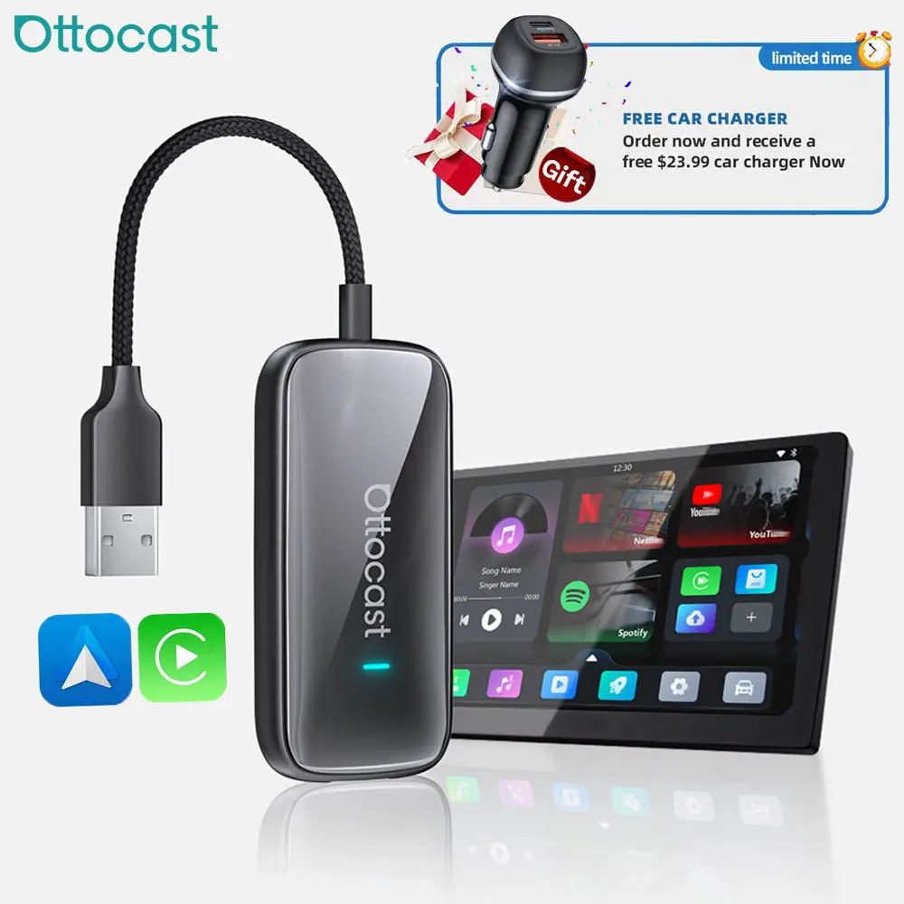 Play2video Ultra Car TV Box 4GB RAM 32GB ROM Wireless CarPlay Android Auto Adapter for Kia Skoda Nissan Wired CarPlay Car 2025