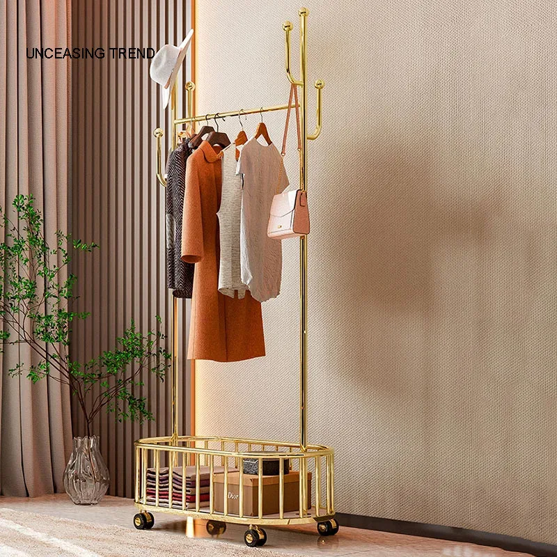 Clothes Rack Stand Floor Storage Luxury Gold Display Clothes Rack Outdoor Metal Modern Porte Manteaux Coat Racks