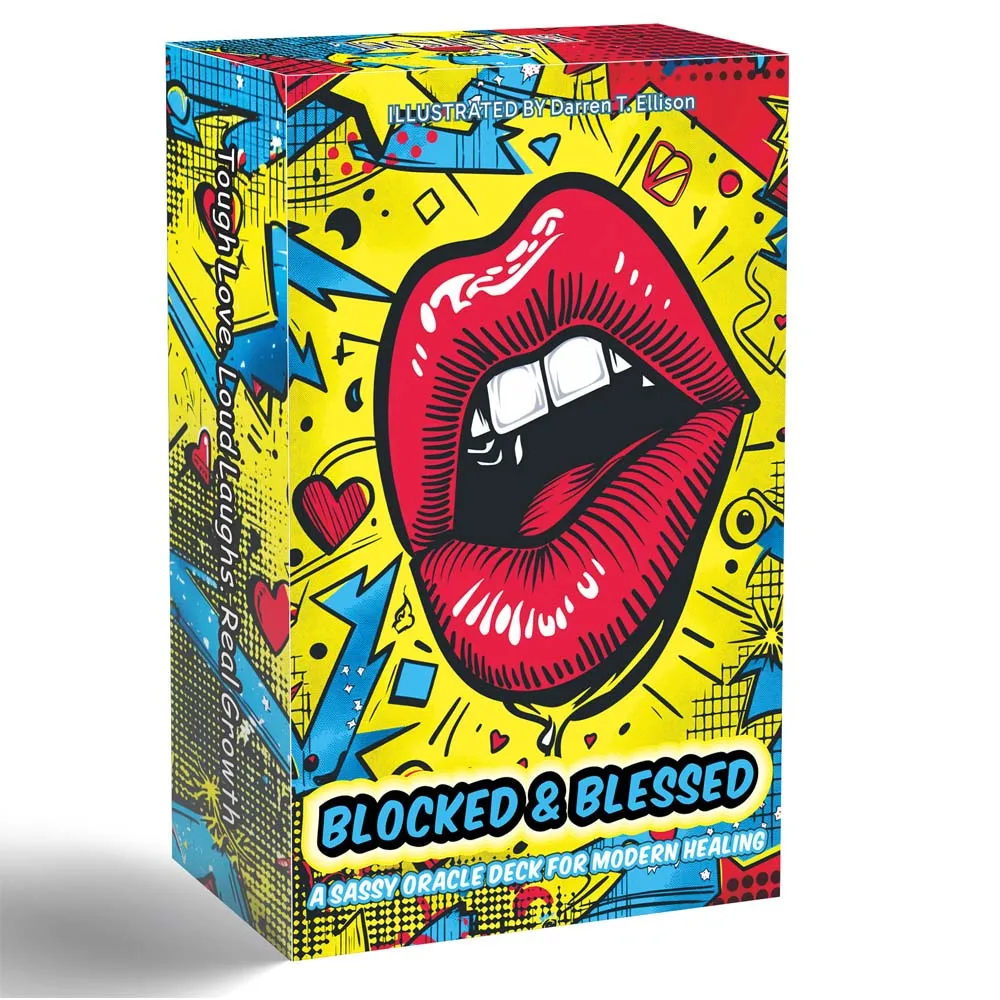 Baralho de 54 cartas, tamanho 13x8cm, BLOCADO e BLESSED, um decalque SASSY ORACLE para jogos de cartas de cura modernos