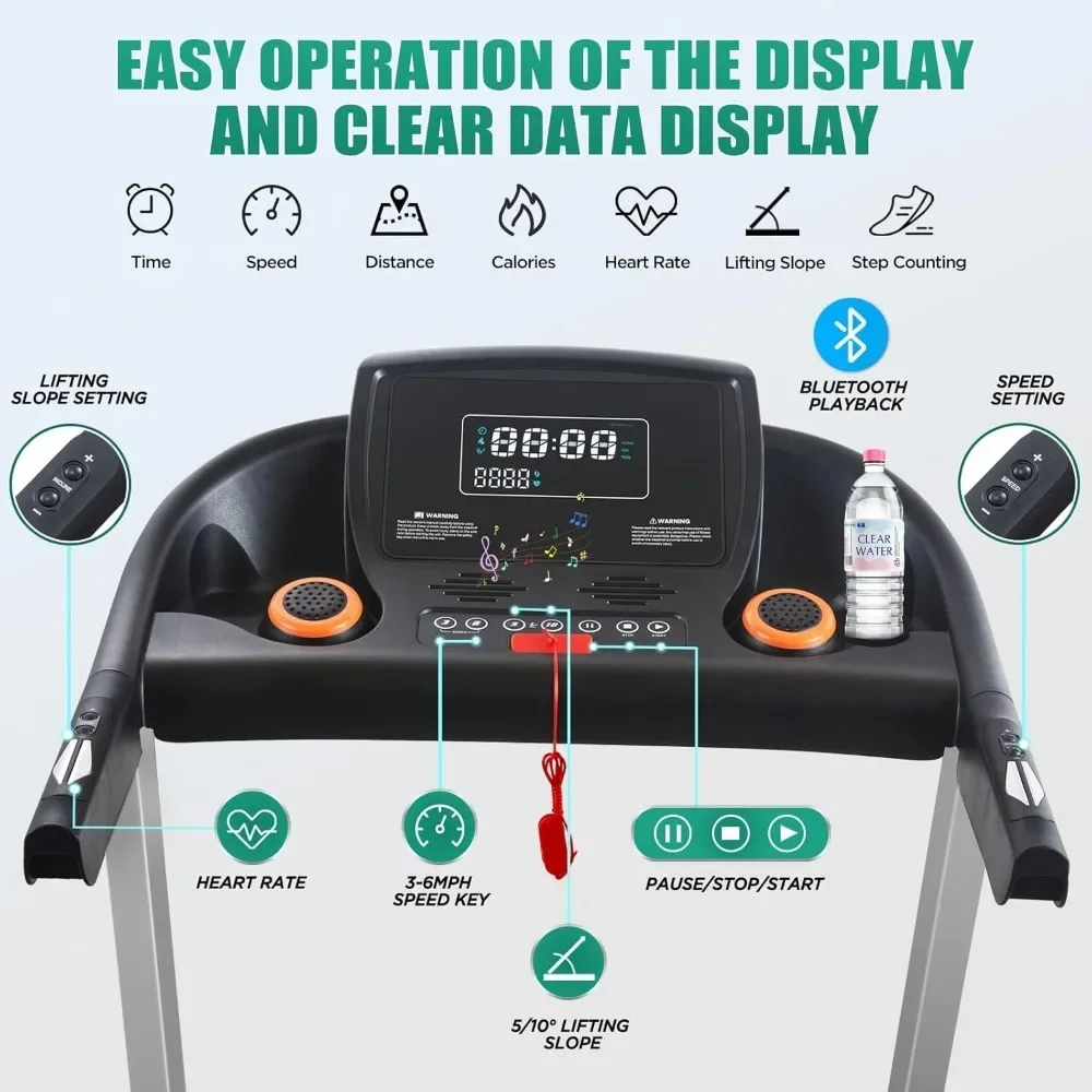 Treadmill with Incline, 15% Auto Incline Treadmill for Home with Auto Folding, LED Display, Speaker & APP, Wide Belt Treadmill