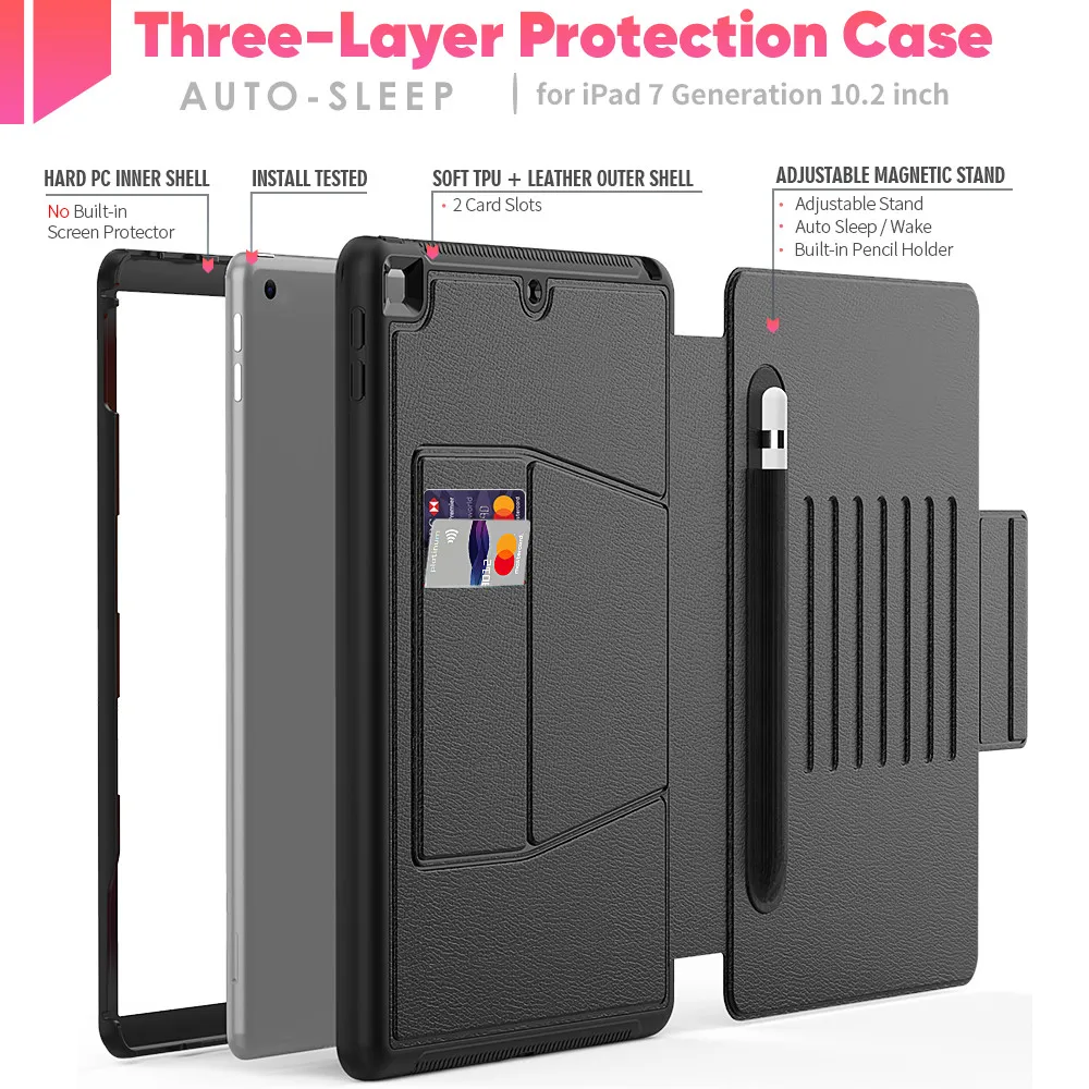 Etui na tablety do ipada 7th 8th 9th Gen 10.2 Air 4 5 10.9 Pro 11 2021 Mini 6 9.7 2018 Heavy Duty Smart Shockproof Case Stand Cover