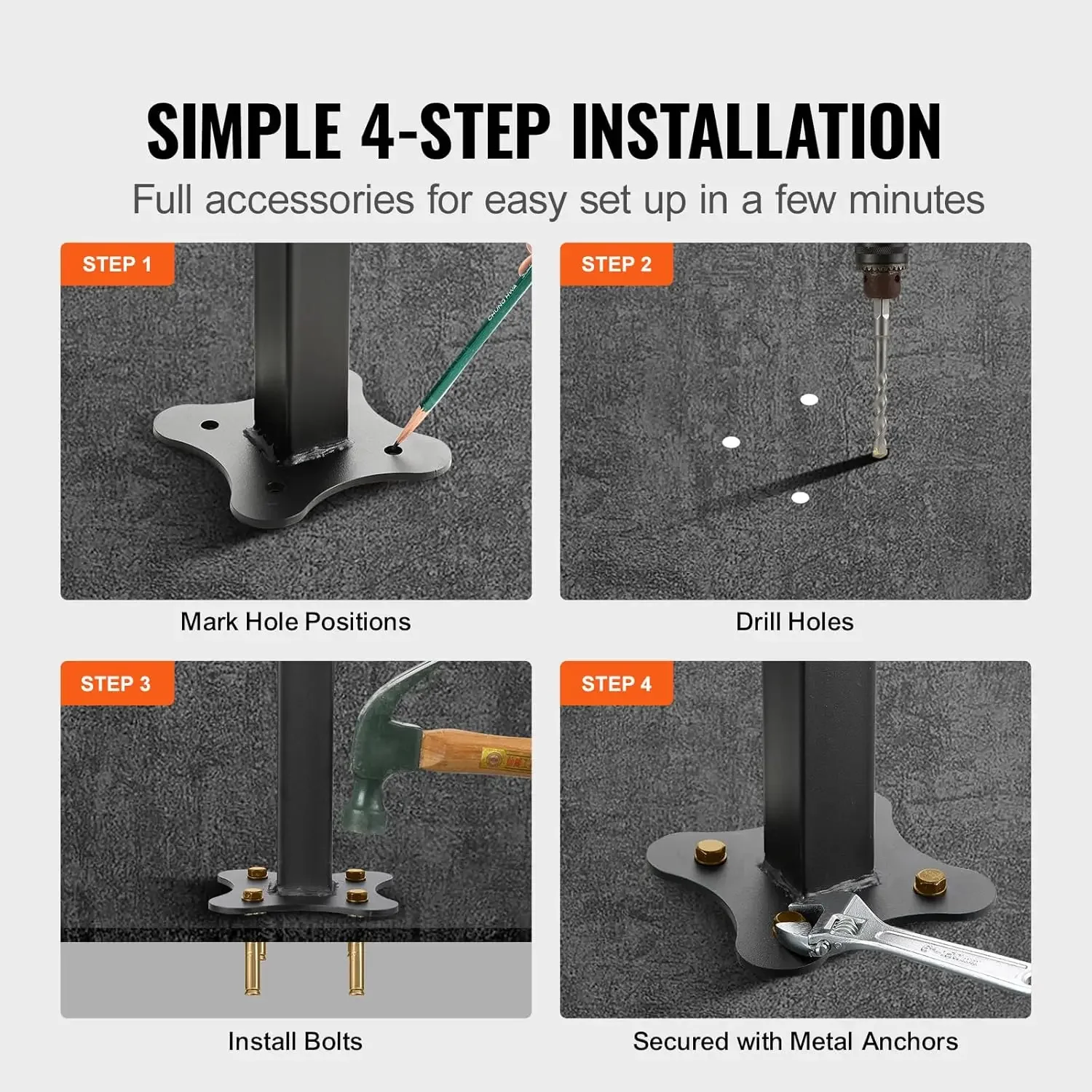 Outdoor Stair Railing, Fits for 1-5 Steps Transitional Wrought Iron Handrail, Adjustable Exterior Stair Railing with Fence