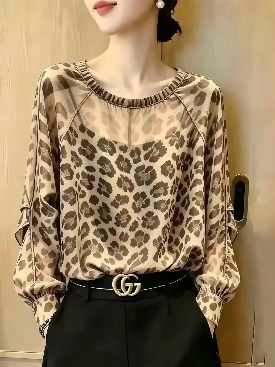 Korean Style Slimming Long Sleeve Top Women's Fashionable Elegant Anti-Aging High-End Unique Precision Autumn New Arrival T-s...