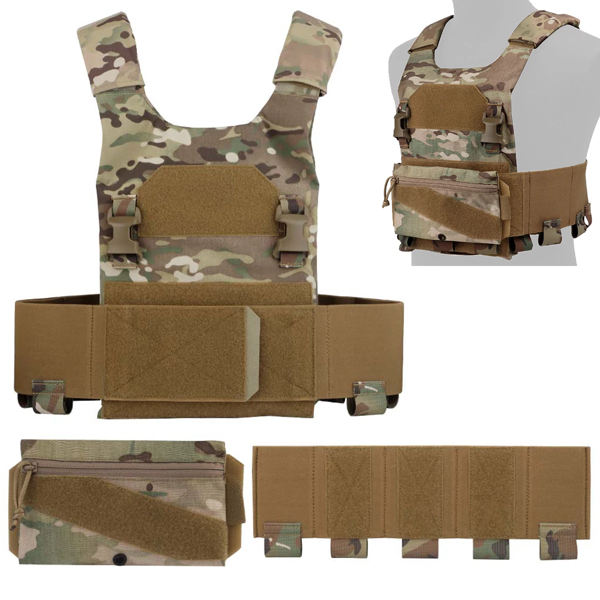 Lightweight Airsoft Tactical Vest Adjustable Hunting Vest with Chest Panel Bag Suitable for Paintball War Games, Etc