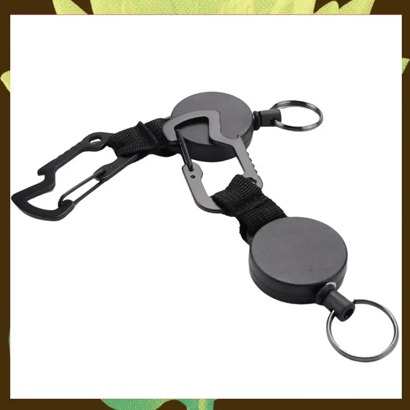 6 Pack Retractable Keychain - Heavy Duty Badge Holder Reel With Multitool Carabiner Clip, Up To 25 Inches,Black-[Y03A]
