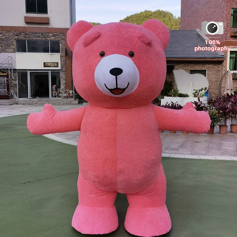 Simpatico orso colorato gonfiabile costume della mascotte bambola del fumetto abiti per adulti bella abbigliamento cosplay attività di carnevale di Halloween