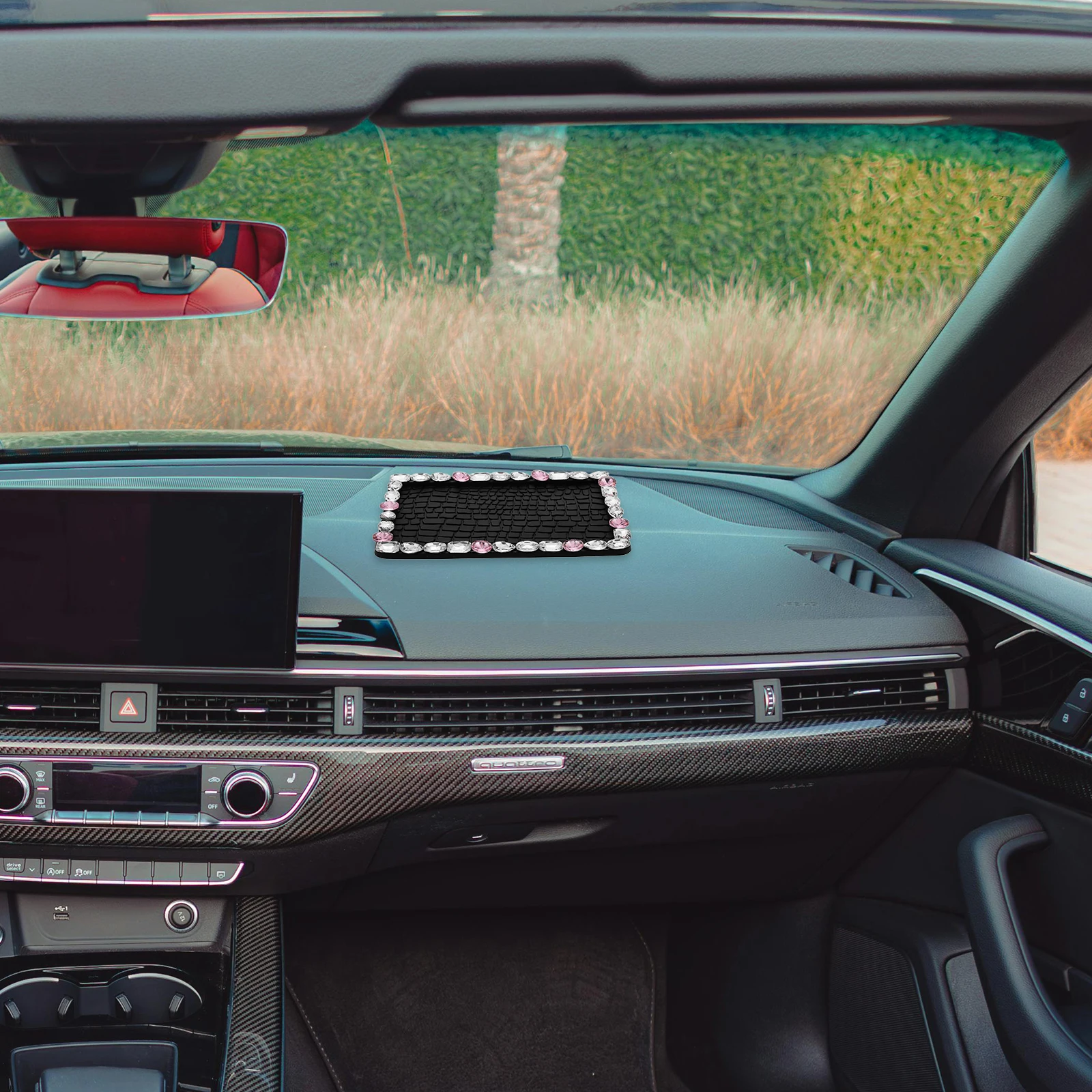 

Creative Rhinestone Dashboard Decoration Anti-Slip Car Tray Pad for Devices Snacks Keys Bling Car Interior Decoration