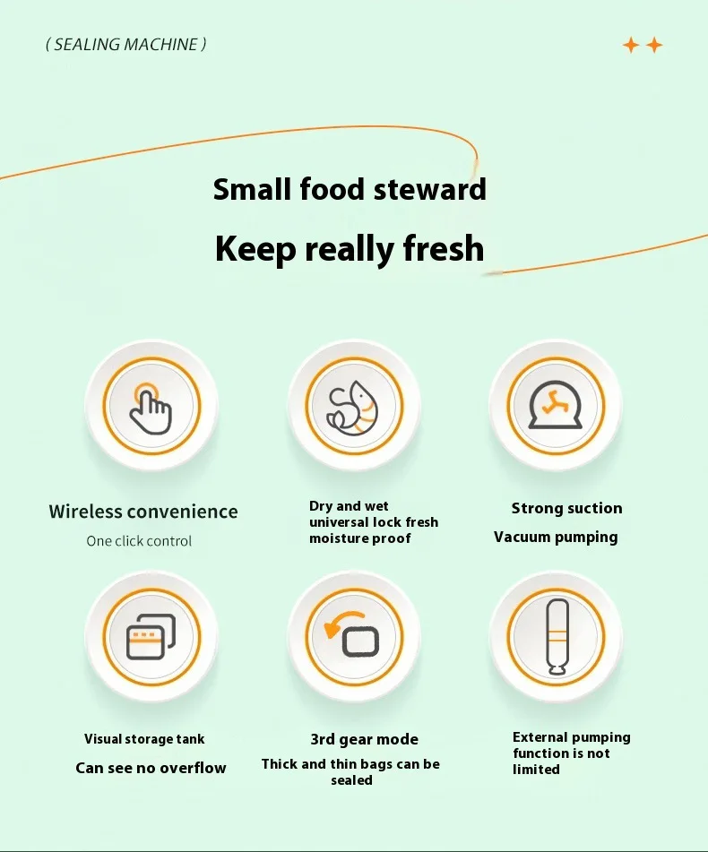 New Waterproof Digital Display Wireless Portable Fully Automatic USB Rechargeable Vacuum Sealing Machine Food Packaging Machine